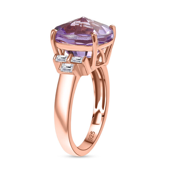 Zeitlose Art Kollektion - AA Rose De France Amethyst, Wei&szlig;er Zirkon Ring 925 Silber 750 ros&eacute;vergoldet (Gr&ouml;&szlig;e 18.00) ca. 6.58 ct image number 5