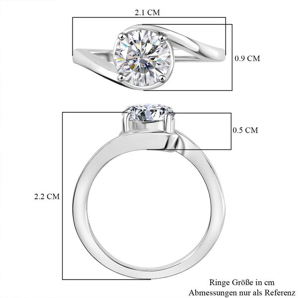 Moissanit Ring 925 Silber platiniert (Gr&ouml;&szlig;e 20.00) ca. 1,18 ct image number 7