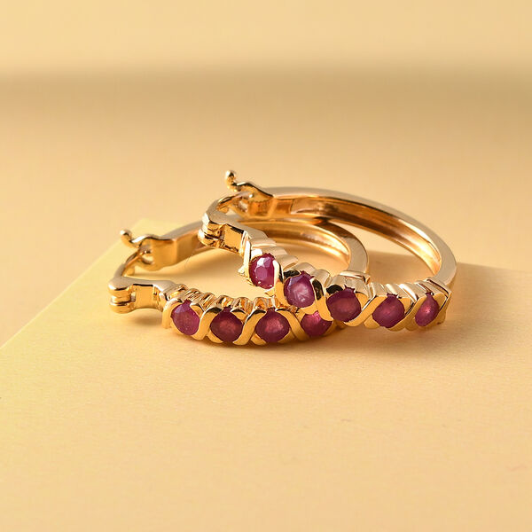 Afrikanischer Rubin Creolen 925 Silber vergoldet ca. 1,85 ct image number 2