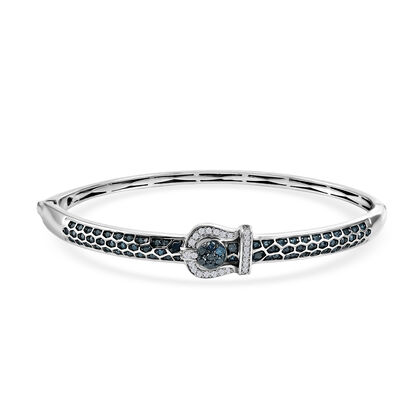 D'Joy Blauer Diamant Armreif ca. 19 cm 925 Silber Rhodiniert (10-15 Werktage Lieferzeit) ca. 1.00 ct