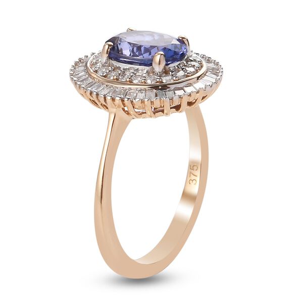 AA Tansanit und Diamant Halo Ring 375 Gelbgold image number 5