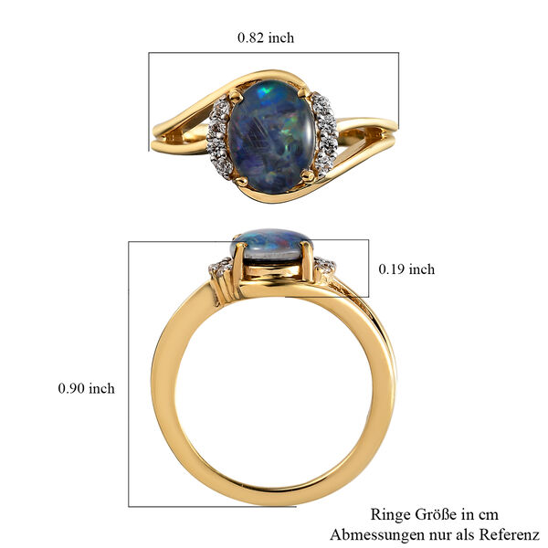 Boulder Opal Triplett und Zirkon Ring 925 Silber vergoldet  ca. 1,35 ct image number 7