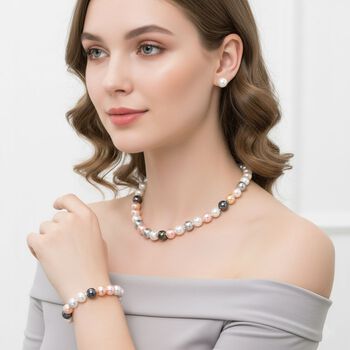 3er-Set mehrfarbiges Muschelkernperle Schmuckset