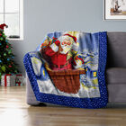 Superweiche Fleecedecke mit Weihnachtsmann und Schornstein Muster, Größe 130x170 cm, Mehrfarbig image number 0