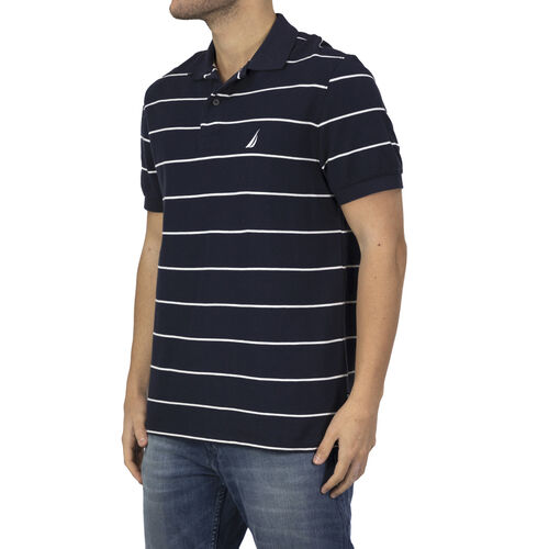 NAUTICA: Poloshirt mit aufgesticktem Logo, Dunkelblau  image number 1
