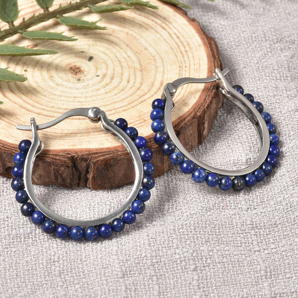 Lapislazuli-Creolen, Edelstahl ca. 2,40 ct image number 2