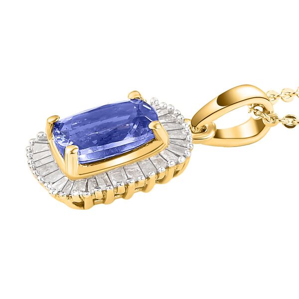Tansanit und wei&szlig;er Diamant-Anh&auml;nger mit Kette, 925 Silber Gelbgold Vermeil ca. 1,66 ct image number 4