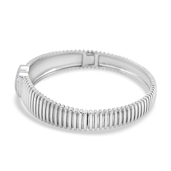 Weißer Zirkonia Armreif ca. 19 cm Nickelfreies Messing, silberfarben image number 4