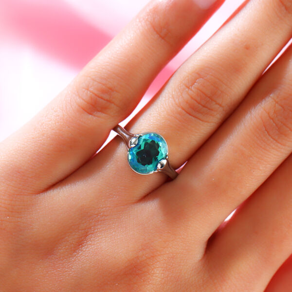 Pfau Triplett Quarz-Ring, 925 Silber platiniert  ca. 3,17 ct image number 3