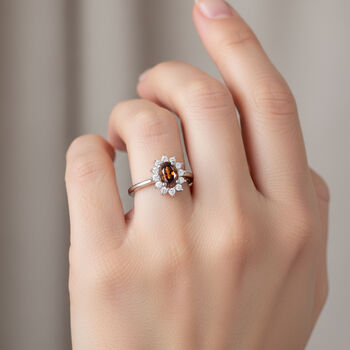 D'Joy Sonnenuntergang und wei&szlig;er Zirkon Ring - 0,98 ct.