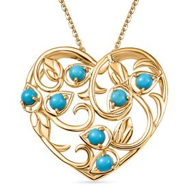 Das Herz der Natur AA Sleeping Beauty Türkis Schmuckset 925 Silber 750 Gelb Vergoldet ca. 0,98 ct.