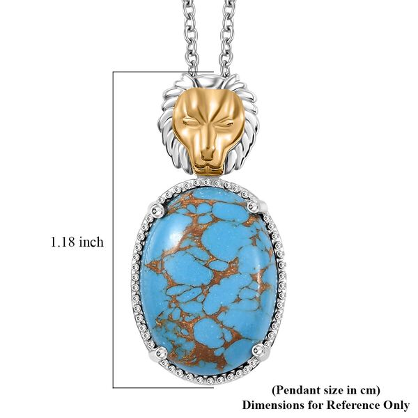 Zweifarbiger blauer Türkis-Anhänger mit 50cm Kette und Löwenkopf - 17 ct. image number 6