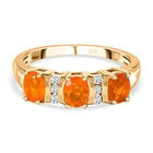 Salamanca Feueropal, weißer Zirkon Ring, 925 Silber vergoldet (Größe 20.00), ca. 0.93 ct
