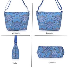 Jacquard-Tasche aus Poly-Satin mit Futter und Rei&szlig;verschluss, Innentasche, blau