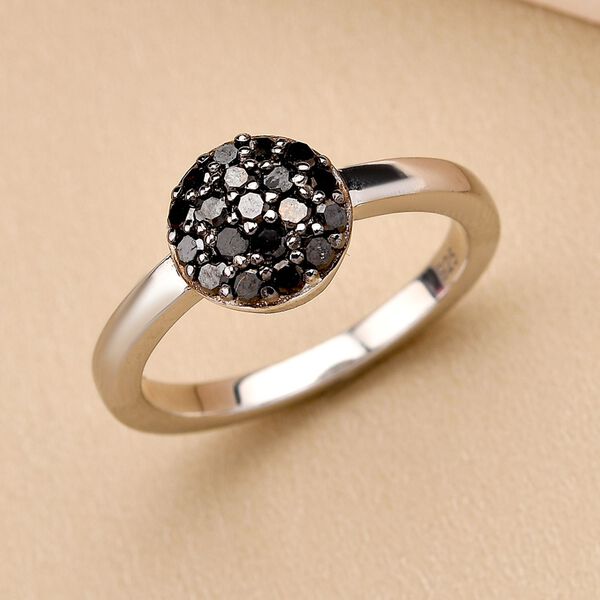 Schwarzer Diamant-Ring, 925 Silber platiniert  ca. 0,33 ct image number 2