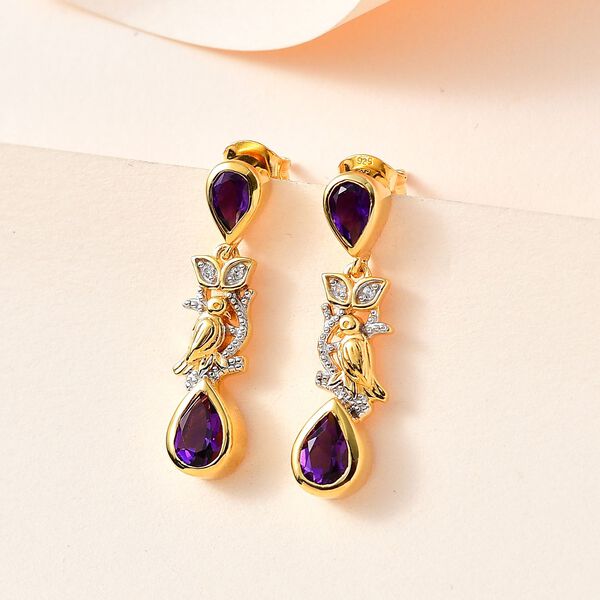 AA Marokkanische Amethyst und Zirkon-Ohrringe - 2,04 ct. image number 2