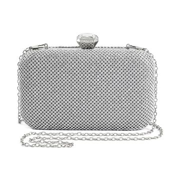 Moderne Clutch mit Kristallverzierung, 20x4x2 cm, Silber