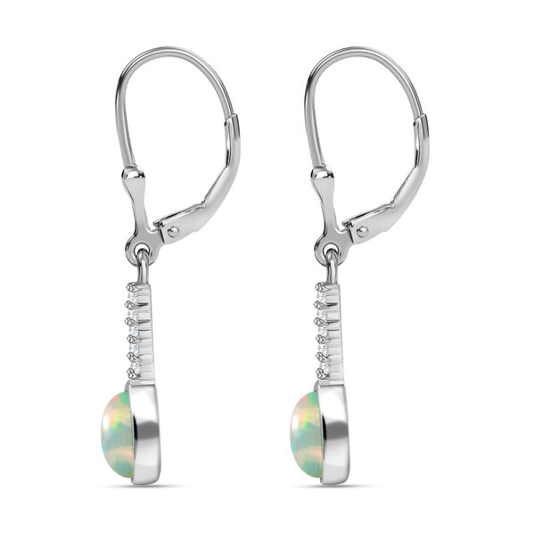 Nat&uuml;rlicher, &auml;thiopischer Welo Opal, Wei&szlig;er Zirkon Ohrringe 925 Silber ca. 0,72 ct. image number 4