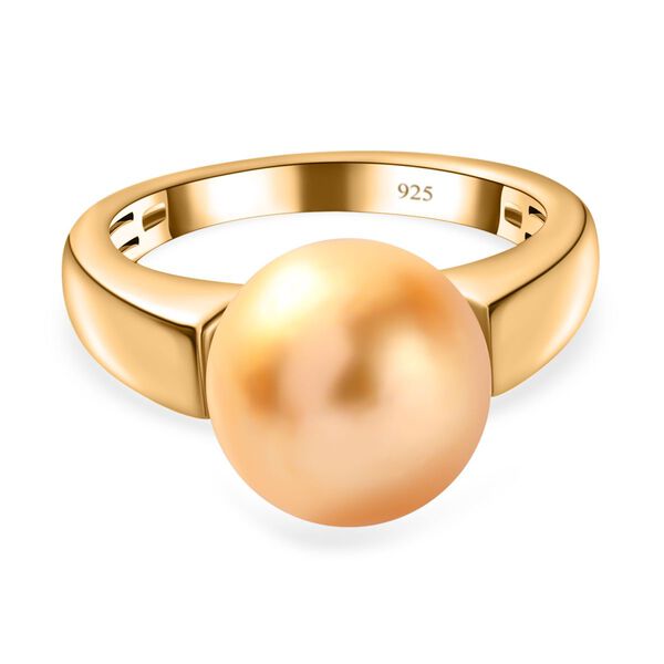 AA Goldene Südsee Perle Ringe 925 Silber Gelbgold Vermeil (Größe 21.00) image number 0