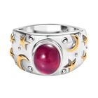 Afrikanischer Rubin (Fissure gefüllt) Ring 925 Silber Rhodiniert und 750 Gelbgold Vermeil (Größe 19.00) ca. 3,55 ct