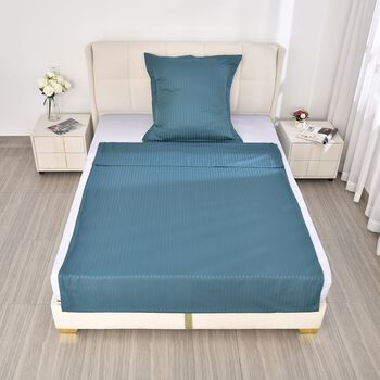 2-teiliges Bettw&auml;sche-Set mit vertikalem Streifenmuster, 135 x 200 cm & 80 x 80 cm, Baumwollmischung, Dunkelgr&uuml;n