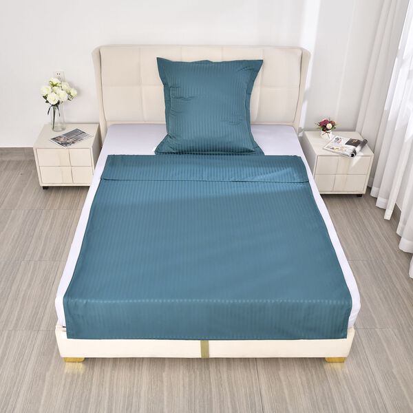 2-teiliges Bettw&auml;sche-Set mit vertikalem Streifenmuster, 135x200 cm und 80x80 cm, Dunkelgr&uuml;n image number 0