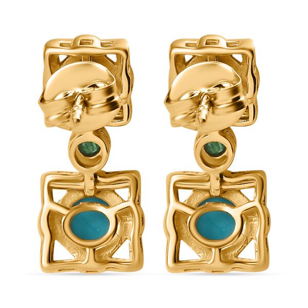 AA Sleeping Beauty Türkis Ohrringe 925 Silber 750 Gelbgold Vermeil ca. 1,71 ct. image number 6