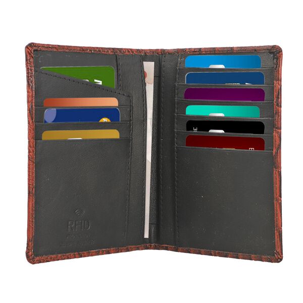 2er Set - Reisepass-Etui aus 100% echtem Leder mit RFID Schutz, mit passendem Kofferanh&auml;nger, Krokopr&auml;gung, braun image number 5