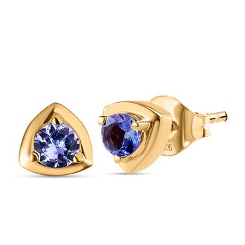 Tansanit Ohrringe 925 Silber Gelbgold Vermeil ca. 0.56 ct