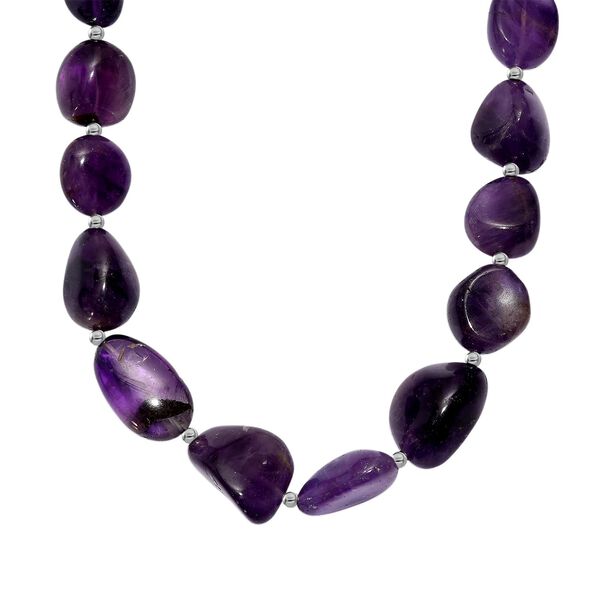 Afrikanischer Amethyst Halskette ca. 45 cm Nickelfreies Messing platiniert ca. 320.00 ct