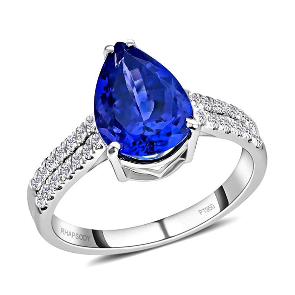 RHAPSODY AAAA Tansanit und VS-EF Diamant Ring in 950 Platin - 3,60 ct.