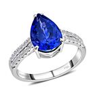 Rhapsody AAAA Tansanit, Weißer Diamant Ringe 950 Platin (Größe 17.00) ca. 3.60 ct