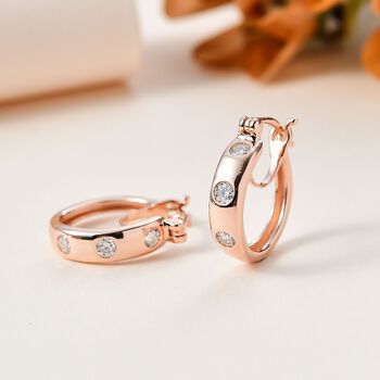 Moissanit Ohrringe, 925 Silber Ros&eacute;gold Vermeil, ca. 0.61 ct