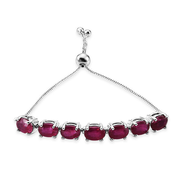 D'Joy Afrikanischer Rubin (Fissure gef&uuml;llt) Armband ca. 19 cm 925 Silber Rhodiniert ca. 3.36 ct