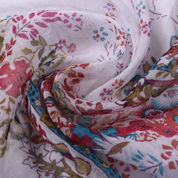 Bedruckter Schal mit Quasten, 100x95 cm, Wei&szlig;