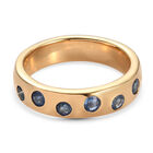 Blauer Saphir Band Ring 925 Silber 585 Vergoldet image number 0