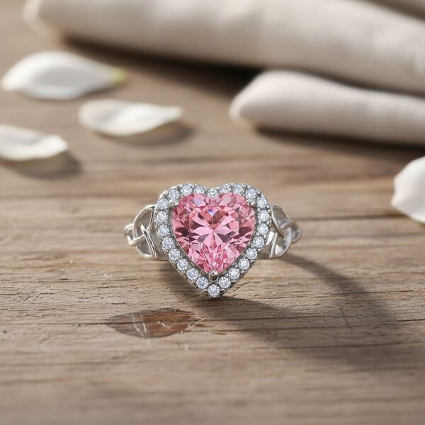 Rosa Zirkonia, Wei&szlig;er Zirkonia Ring Nickelfreies Messing rhodiniert (Gr&ouml;&szlig;e 16.00) image number 2