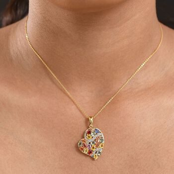 D'Joy AA mehrfarbiger Saphir und Zirkon Anh&auml;nger mit 50cm Kette - 5 ct.