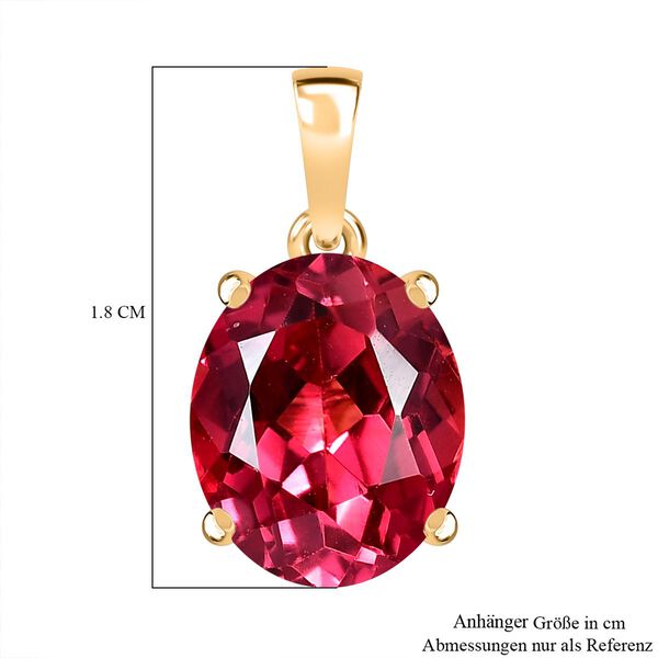 D'Joy Lab Created Padparadscha-Saphir Anhänger 925 Silber 750 Gelb Vergoldet ca. 5.30 ct image number 6