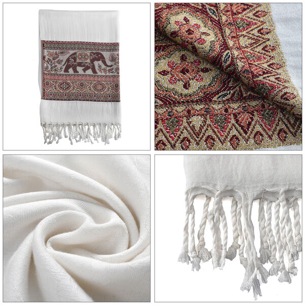 Jamawar Schal aus Viskose, wei&szlig; image number 8