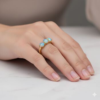 D'Joy AA nat&uuml;rlicher, &auml;thiopischer Welo Opal Ring, 925 Silber vergoldet - 1,19 ct.
