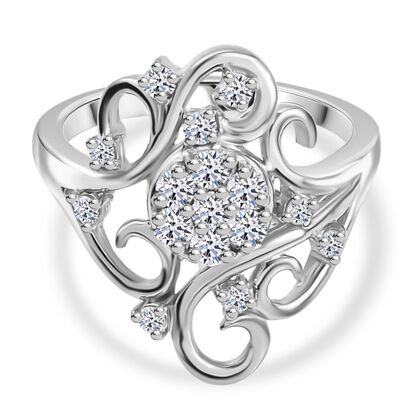 LUXURIANT DIAMOND - Lab Grown Diamant SI-GH SGL zertifiziert Ring 925 Silber rhodiniert (Gr&ouml;&szlig;e 17.00) ca. 0.50 ct