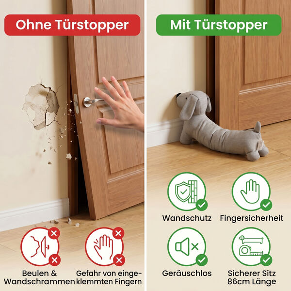 LIVMORE T&uuml;rstopper, T&uuml;rschutz, Zuschlagschutz, 86x20x11cm, Grau image number 5