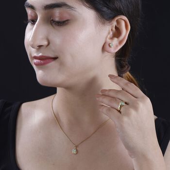 AA Nat&uuml;rliches, &auml;thiopisches Welo Opal Schmuckset, 925 Silber 750 Gelbgold Vermeil - 1,61 ct.