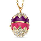 Emaillierter, weißer Kristall-Anhänger mit Kette, ca. 72+5 cm, roséfarben