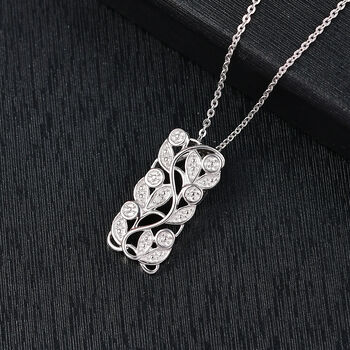 ALLORO platinierter Silber-Anh&auml;nger mit Diamantakzenten und 50cm Kette