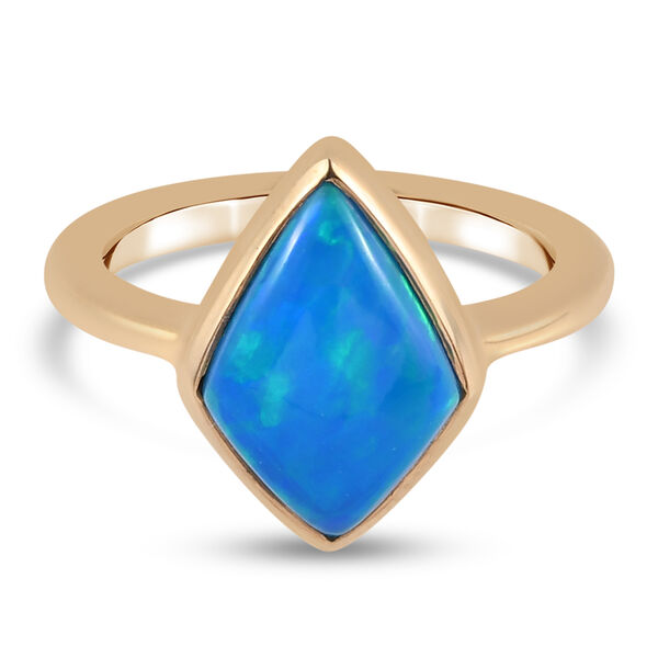 Miami Blau Welo Opal Solit&auml;r Ring 925 Silber Gelbgold Vermeil