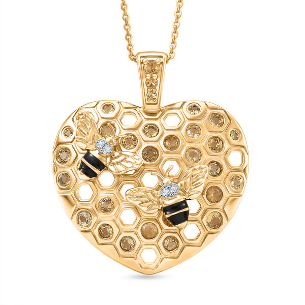 GP - Citrin Schmuckset ca. 50 cm 925 Silber 750 Gelbgold Vermeil ca. 0,90 ct.