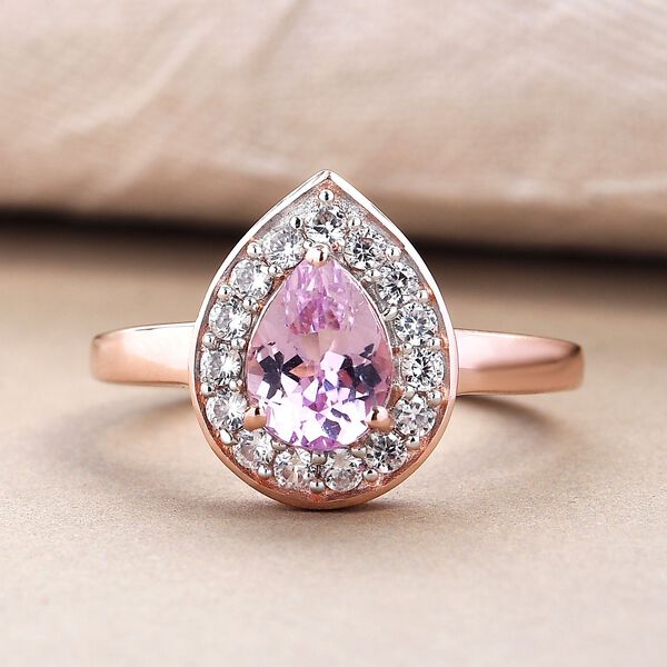 AA Martha Rocha Kunzit und weißer Zirkon-Ring, 925 Silber Roségold Vermeil  ca. 2,00 ct image number 2