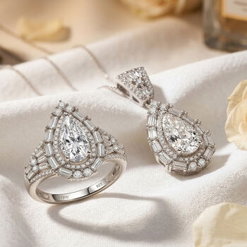 D'Joy Moissanit Ring und Anh&auml;nger mit 50 Kette